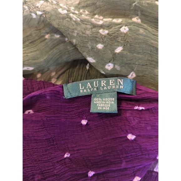 Vintage Lauren Ralph Lauren Large Scarf Shawl Wrap Viscose Purple Pink Bohemian - Picture 7 of 8